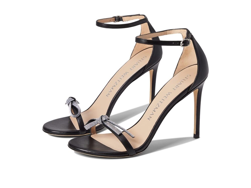 STUART WEITZMAN NUDIST BOW 100 SANDAL BLACK 8.5 B